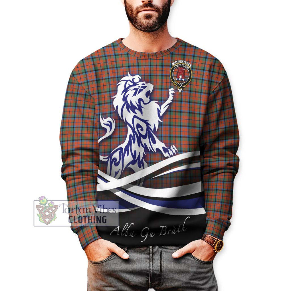 MacCracken Ancient Tartan Sweatshirt with Alba Gu Brath Regal Lion Emblem Unisex - Tartan Vibes Clothing