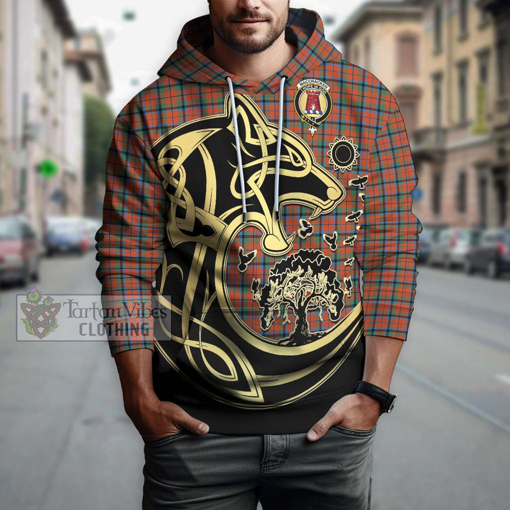 MacCracken Ancient Tartan Hoodie with Family Crest Celtic Wolf Style Zip Hoodie - Tartan Vibes Clothing