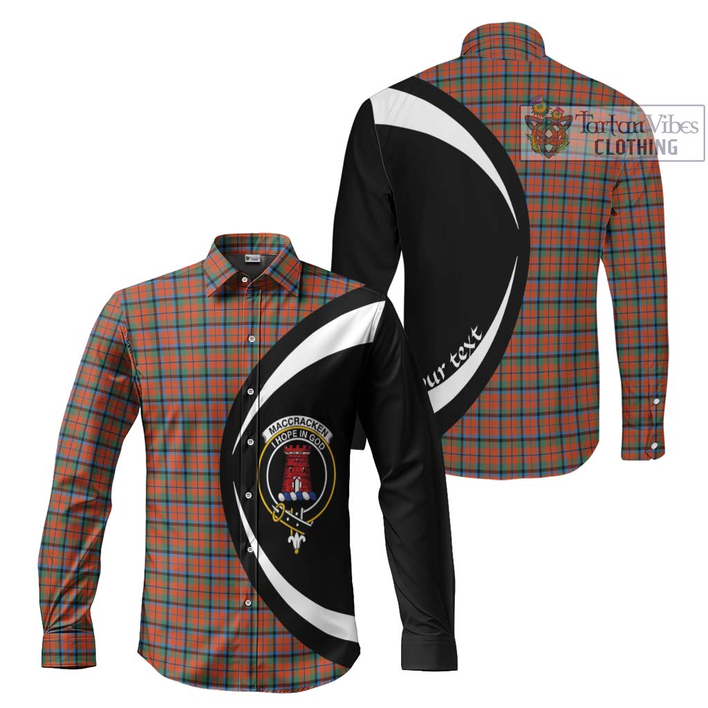 MacCracken Ancient Tartan Long Sleeve Button Up with Family Crest Circle Style Men's Shirt S - Tartan Vibes Clothing