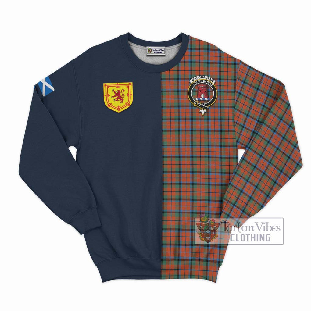 MacCracken Ancient Tartan Sweatshirt Alba with Scottish Lion Royal Arm Half Style Unisex - Tartan Vibes Clothing