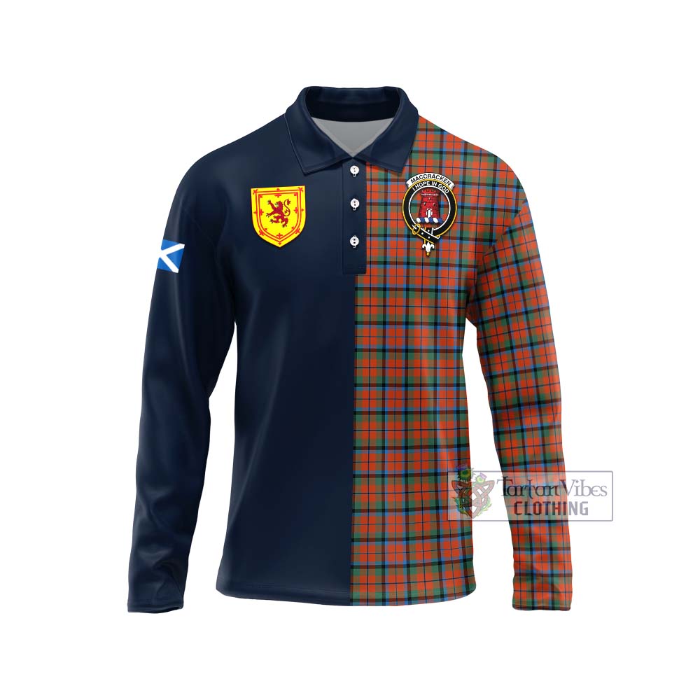 MacCracken Ancient Tartan Long Sleeve Polo Shirt Alba with Scottish Lion Royal Arm Half Style Unisex - Tartan Vibes Clothing