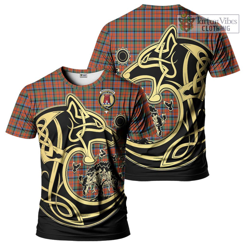 MacCracken Ancient Tartan T-Shirt with Family Crest Celtic Wolf Style Kid's Shirt - Tartan Vibes Clothing