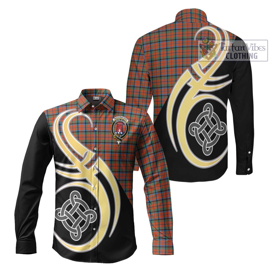MacCracken Ancient Tartan Long Sleeve Button Shirt with Family Crest and Celtic Symbol Style Men's Shirt S - Tartan Vibes Clothing
