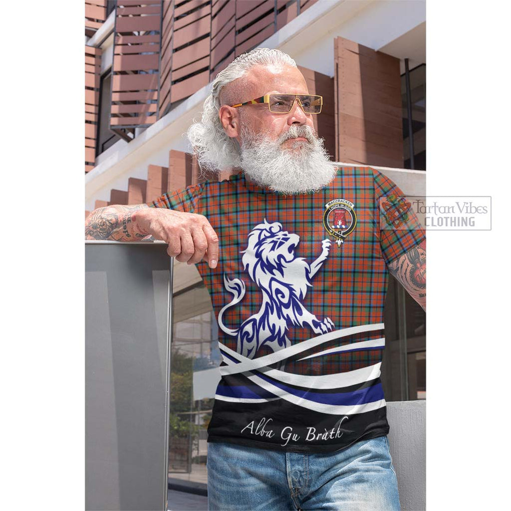 MacCracken Ancient Tartan Cotton T-shirt with Alba Gu Brath Regal Lion Emblem Men's Shirt - Tartan Vibes Clothing