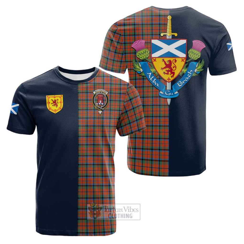 MacCracken Ancient Tartan Cotton T-shirt Alba with Scottish Lion Royal Arm Half Style Kid's Shirt - Tartan Vibes Clothing