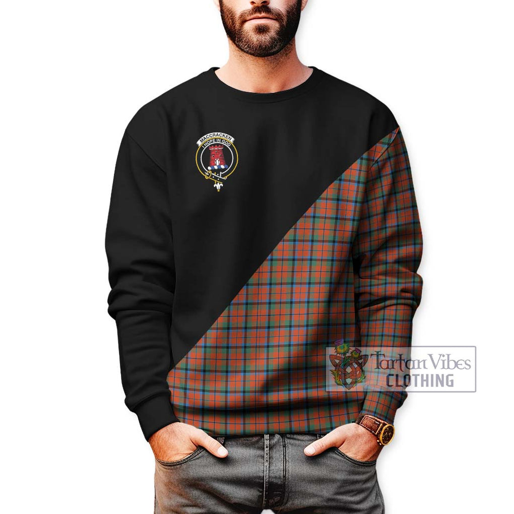 MacCracken Ancient Tartan Sweatshirt with Family Crest and Military Logo Style Unisex - Tartan Vibes Clothing