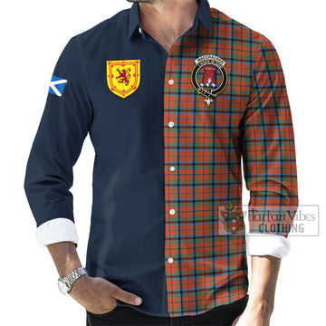 Tartan Vibes Clothing MacCracken Ancient Tartan Long Sleeve Button Shirt with Scottish Lion Royal Arm Half Style