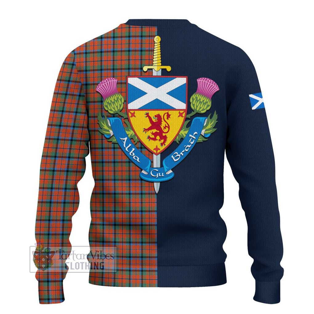 MacCracken Ancient Tartan Ugly Sweater Alba with Scottish Lion Royal Arm Half Style - Tartan Vibes Clothing