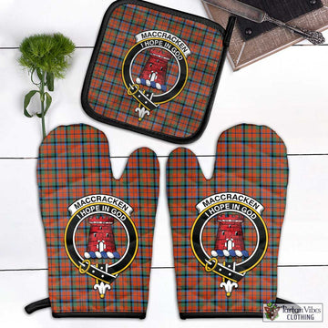 MacCracken Ancient Tartan Combo Oven Mitt & Pot-Holder with Family Crest Black - Tartan Vibes Clothing