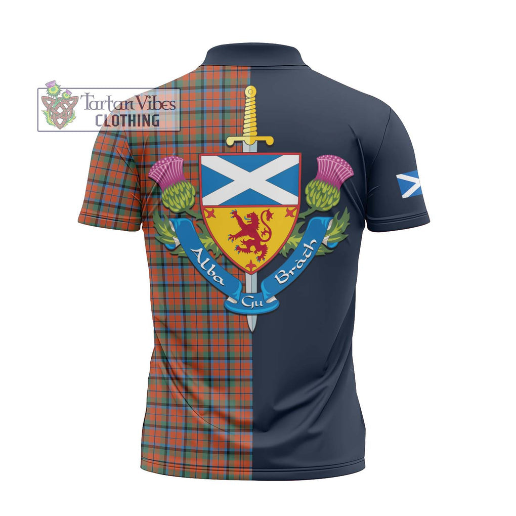 MacCracken Ancient Tartan Zipper Polo Shirt Alba with Scottish Lion Royal Arm Half Style - Tartan Vibes Clothing