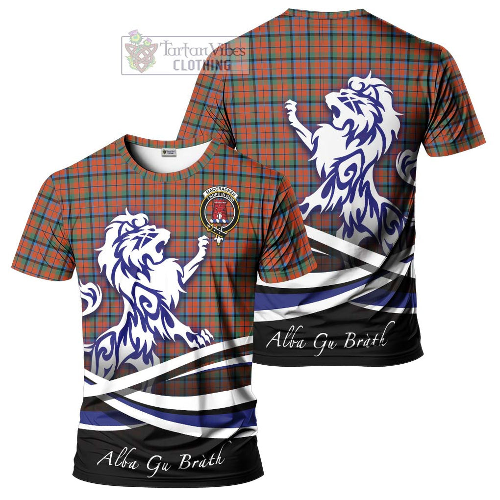 MacCracken Ancient Tartan Cotton T-shirt with Alba Gu Brath Regal Lion Emblem Women's Shirt - Tartan Vibes Clothing