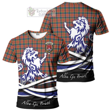 MacCracken Ancient Tartan Cotton T-shirt with Alba Gu Brath Regal Lion Emblem Women's Shirt - Tartan Vibes Clothing