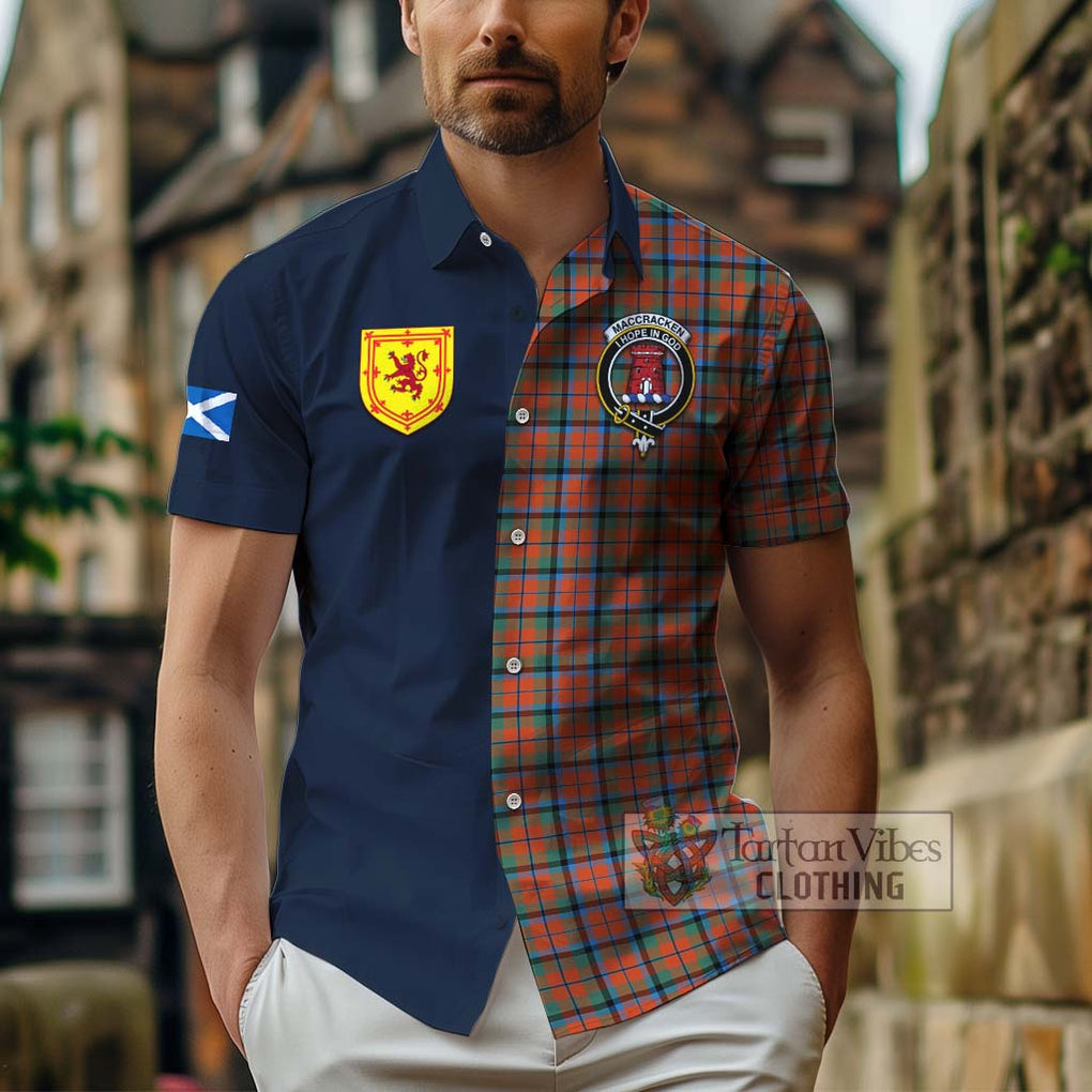 MacCracken Ancient Tartan Hawaiian Shirt Alba with Scottish Lion Royal Arm Half Style - Tartan Vibes Clothing