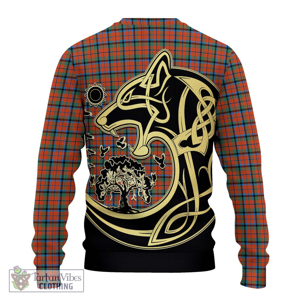 MacCracken Ancient Tartan Ugly Sweater with Family Crest Celtic Wolf Style - Tartan Vibes Clothing