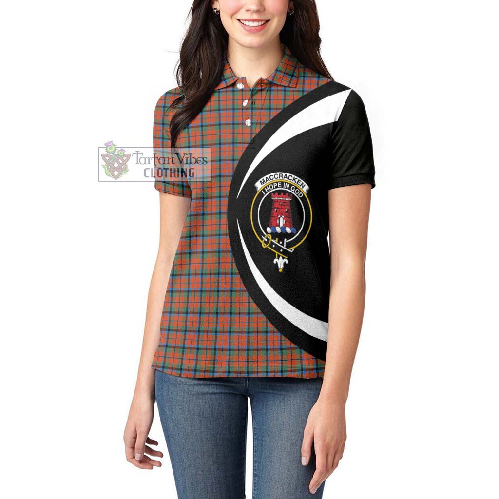 MacCracken Ancient Tartan Women's Polo Shirt with Family Crest Circle Style - Tartan Vibes Clothing