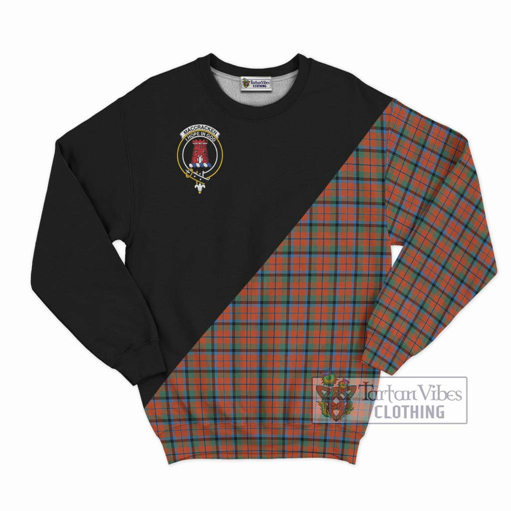 MacCracken Ancient Tartan Sweatshirt with Family Crest and Military Logo Style - Tartan Vibes Clothing