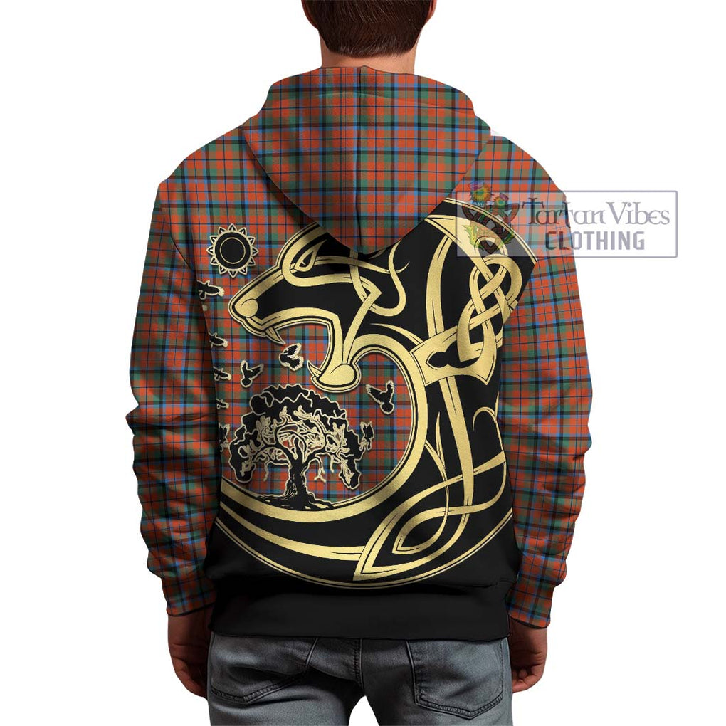 MacCracken Ancient Tartan Hoodie with Family Crest Celtic Wolf Style - Tartan Vibes Clothing