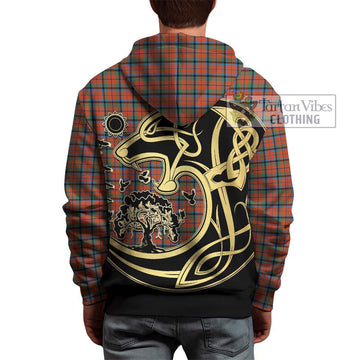 MacCracken Ancient Tartan Hoodie with Family Crest Celtic Wolf Style - Tartan Vibes Clothing