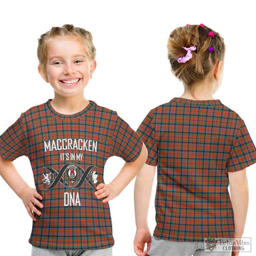 MacCracken Ancient Tartan Kid T-Shirt with Family Crest DNA In Me Style - Tartan Vibes Clothing