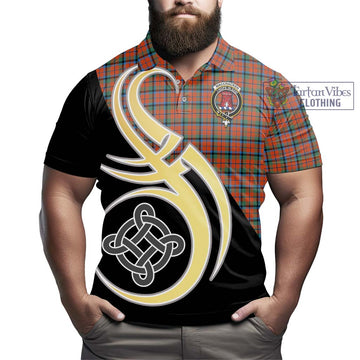 MacCracken Ancient Tartan Polo Shirt with Family Crest and Celtic Symbol Style - Tartan Vibes Clothing