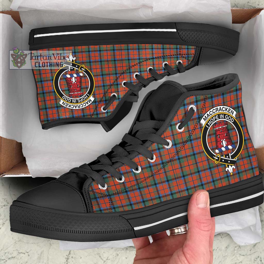 MacCracken Ancient Tartan High Top Shoes with Family Crest - Tartan Vibes Clothing