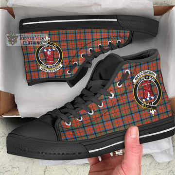 MacCracken Ancient Tartan High Top Shoes with Family Crest - Tartan Vibes Clothing