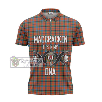 MacCracken Ancient Tartan Zipper Polo Shirt with Family Crest DNA In Me Style - Tartan Vibes Clothing