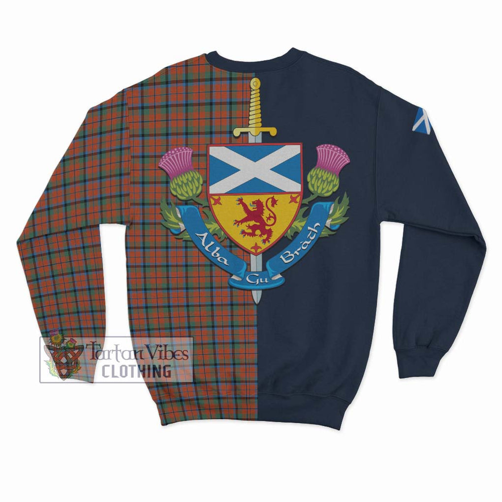 MacCracken Ancient Tartan Sweatshirt Alba with Scottish Lion Royal Arm Half Style - Tartan Vibes Clothing