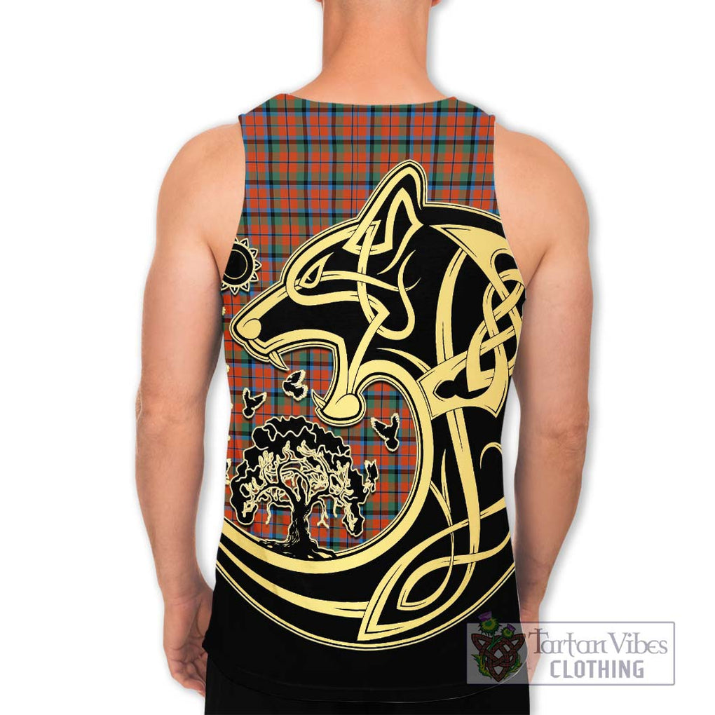 MacCracken Ancient Tartan Men's Tank Top with Family Crest Celtic Wolf Style - Tartan Vibes Clothing