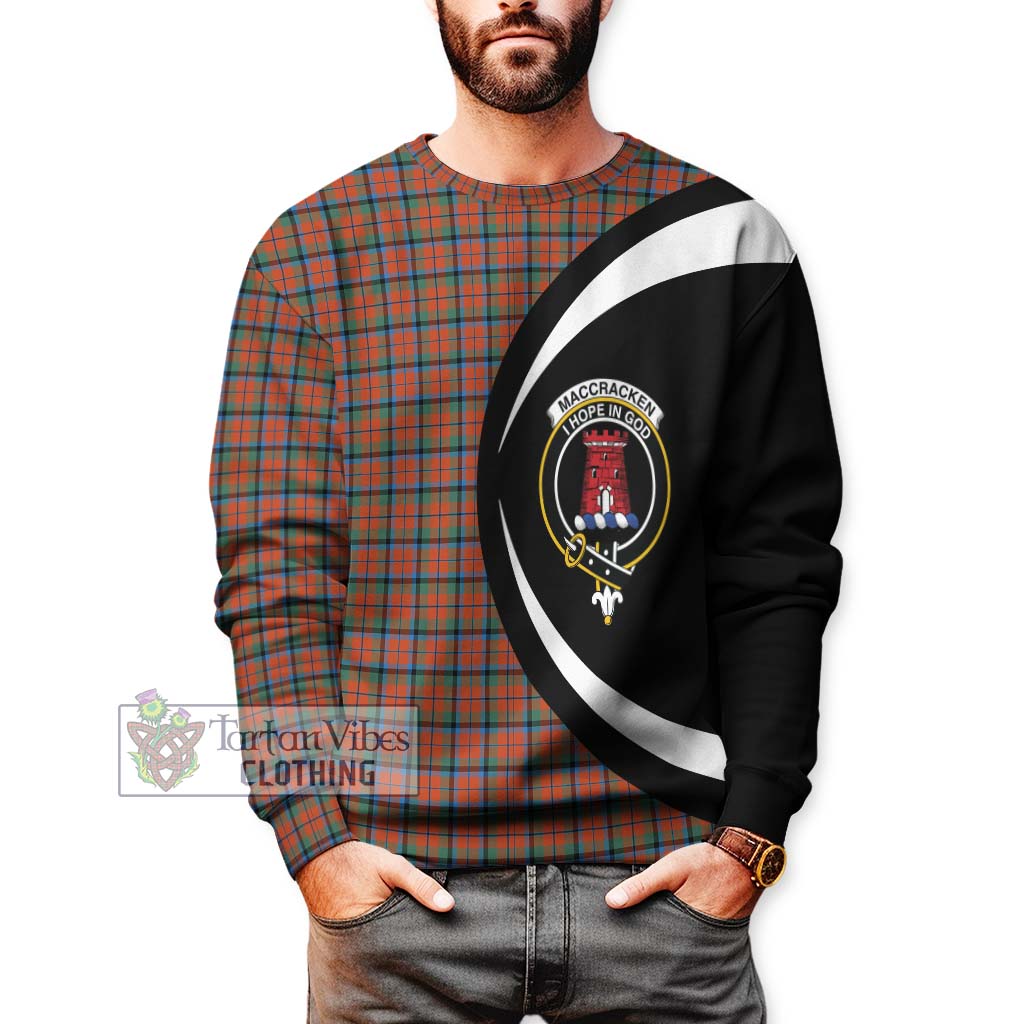 MacCracken Ancient Tartan Sweatshirt with Family Crest Circle Style - Tartan Vibes Clothing