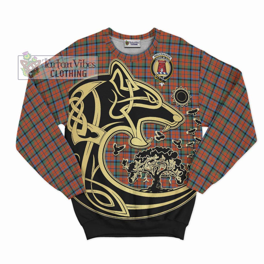 MacCracken Ancient Tartan Sweatshirt with Family Crest Celtic Wolf Style - Tartan Vibes Clothing