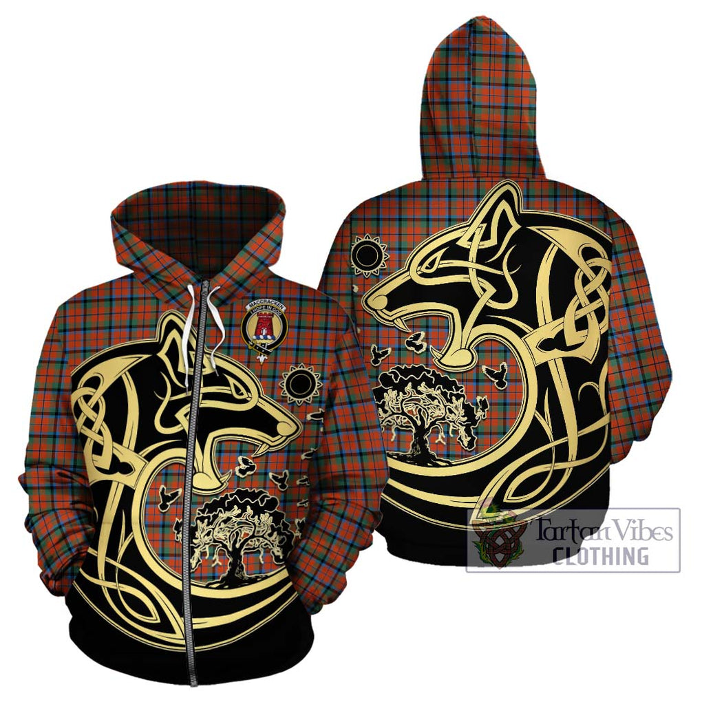 MacCracken Ancient Tartan Hoodie with Family Crest Celtic Wolf Style - Tartan Vibes Clothing