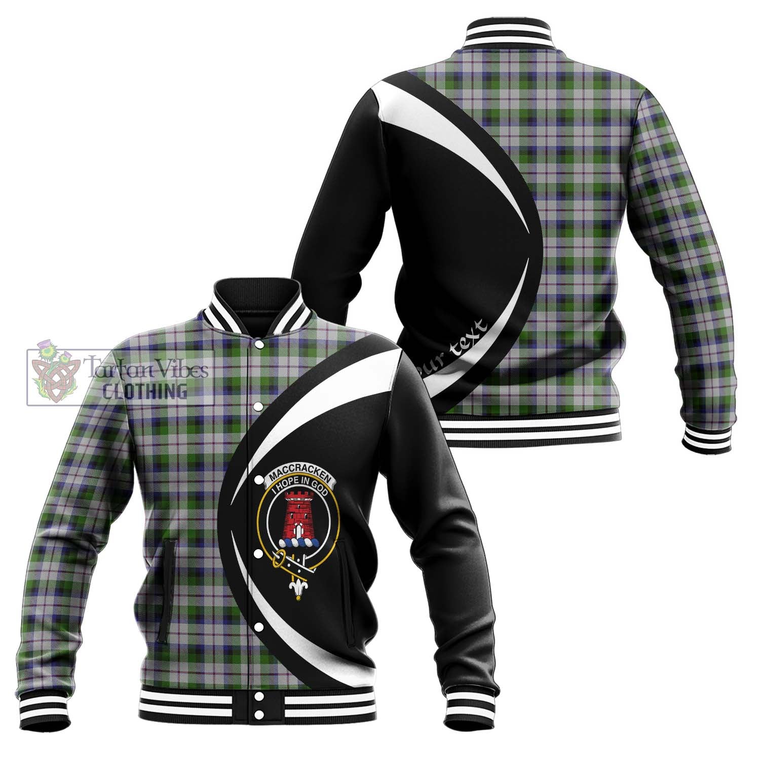 MacCracken Dress Tartan Baseball Jacket with Family Crest Circle Style Unisex - Tartan Vibes Clothing