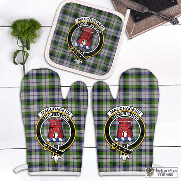 MacCracken Dress Tartan Combo Oven Mitt & Pot-Holder with Family Crest White - Tartan Vibes Clothing