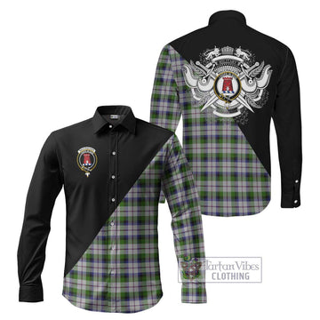 MacCracken Dress Tartan Long Sleeve Button Shirt with Family Crest and Military Logo Style Men's Shirt S - Tartanvibesclothing Shop