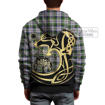 MacCracken Dress Tartan Hoodie with Family Crest Celtic Wolf Style - Tartan Vibes Clothing