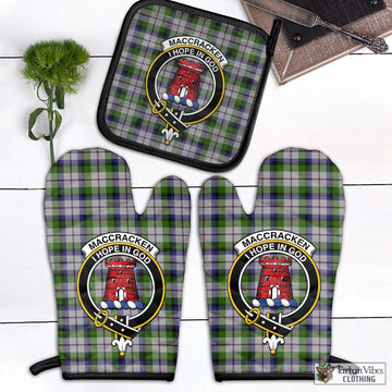 MacCracken Dress Tartan Combo Oven Mitt & Pot-Holder with Family Crest Black - Tartan Vibes Clothing