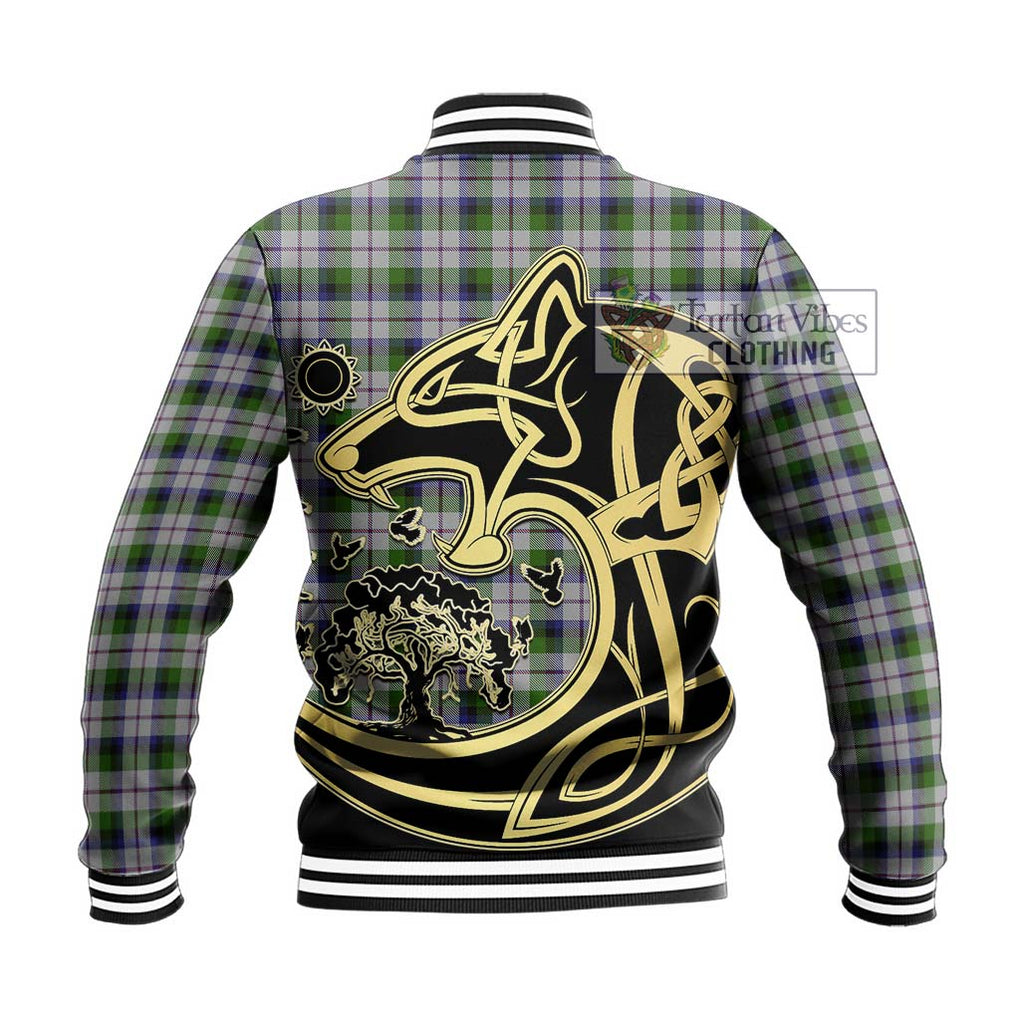 MacCracken Dress Tartan Baseball Jacket with Family Crest Celtic Wolf Style - Tartan Vibes Clothing