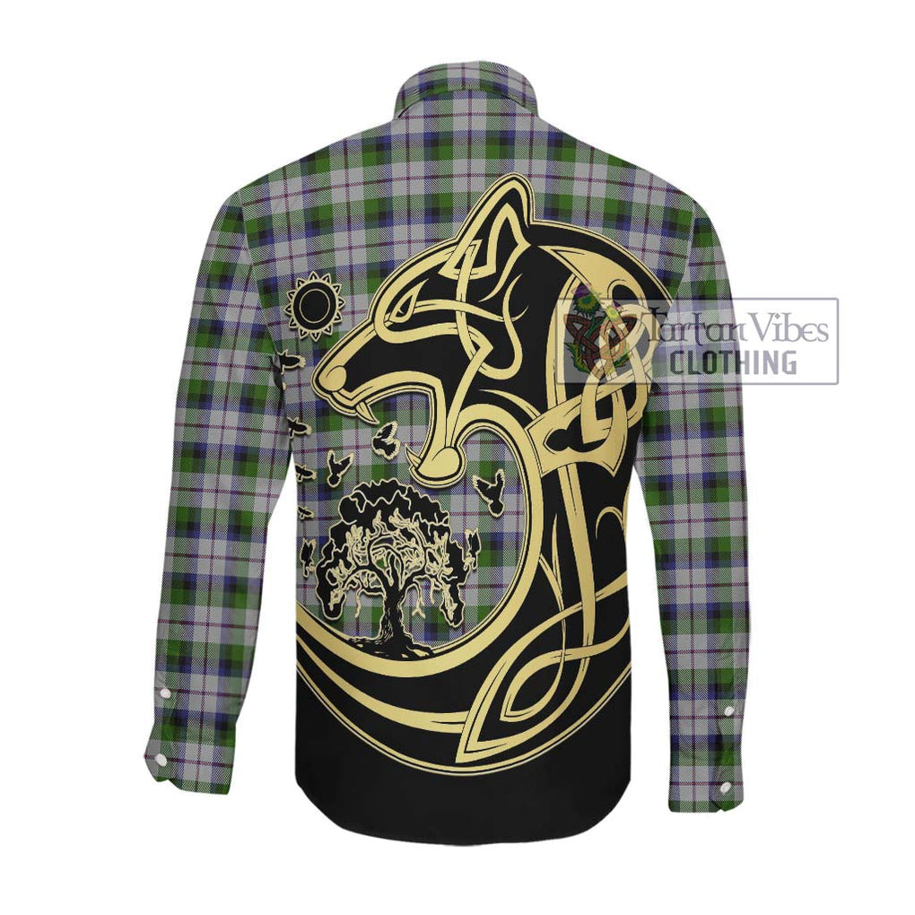 MacCracken Dress Tartan Long Sleeve Button Shirt with Family Crest Celtic Wolf Style Men's Shirt - Tartan Vibes Clothing