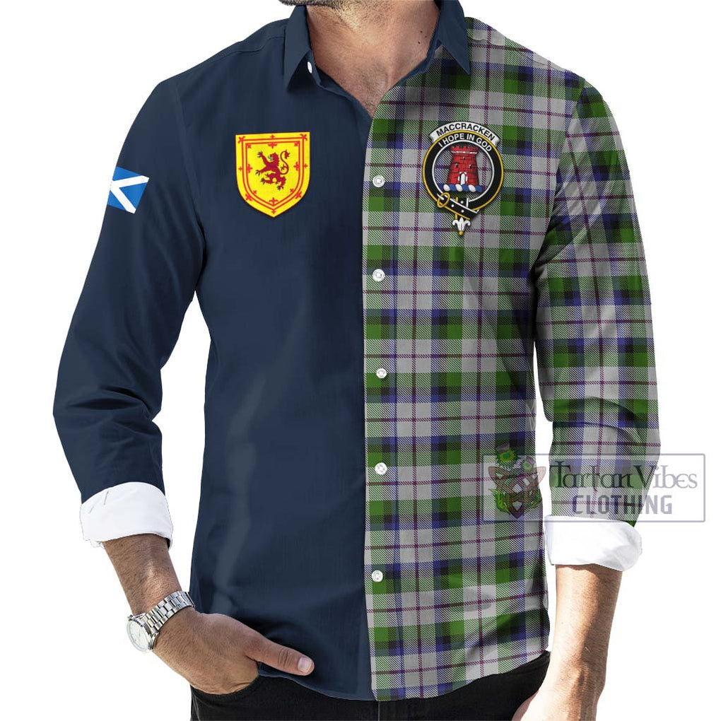 Tartan Vibes Clothing MacCracken Dress Tartan Long Sleeve Button Shirt with Scottish Lion Royal Arm Half Style