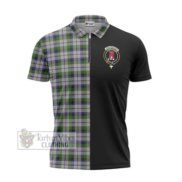 MacCracken Dress Tartan Zipper Polo Shirt with Family Crest and Half Of Me Style - Tartan Vibes Clothing