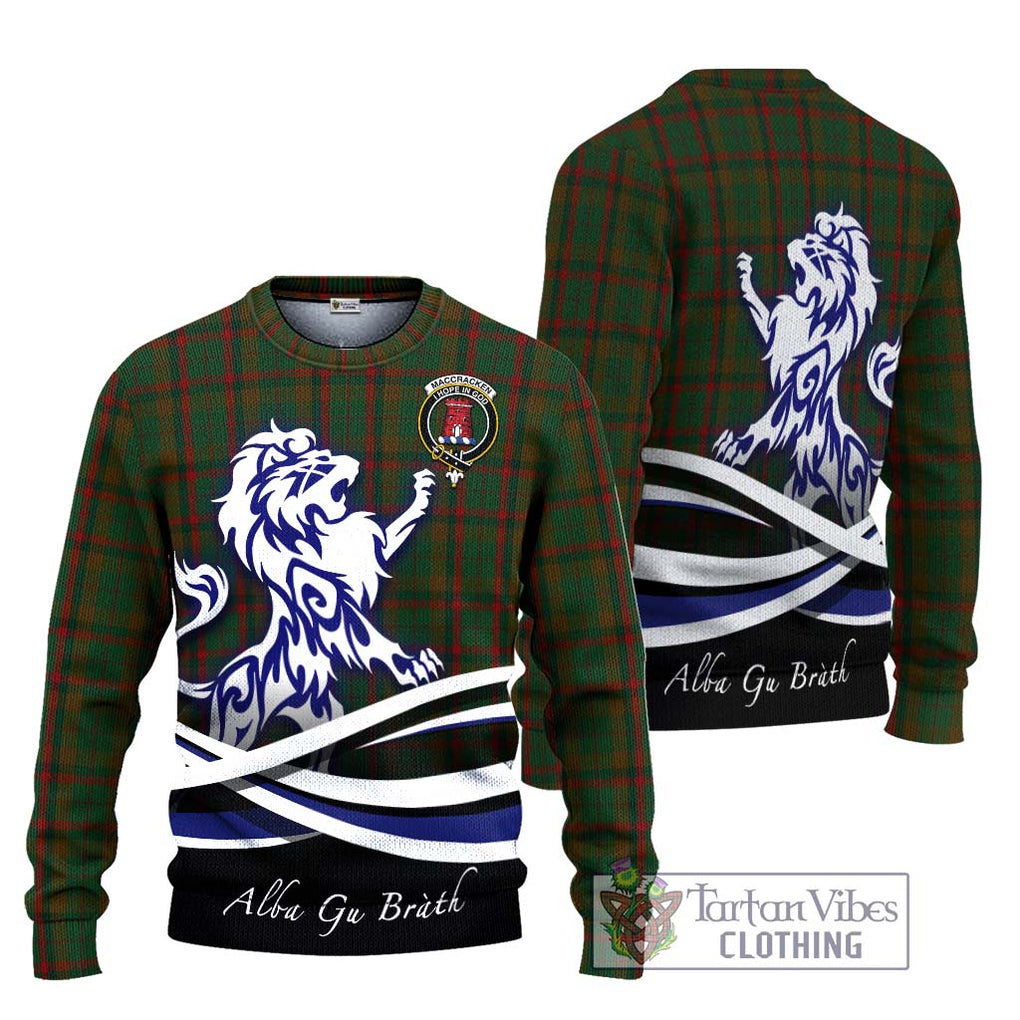 MacCracken Hunting Tartan Ugly Sweater with Alba Gu Brath Regal Lion Emblem Unisex - Tartan Vibes Clothing