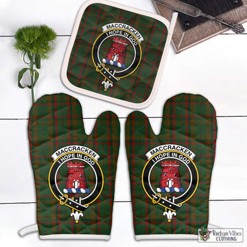 MacCracken Hunting Tartan Combo Oven Mitt & Pot-Holder with Family Crest White - Tartan Vibes Clothing