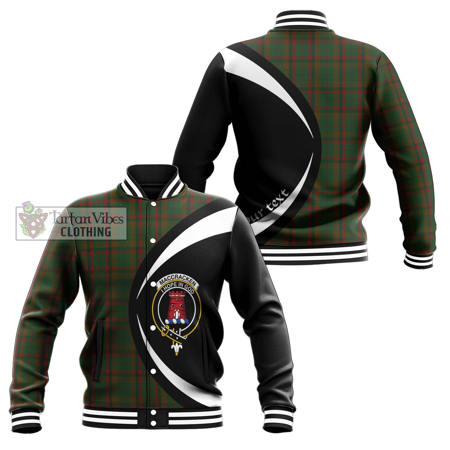 MacCracken Hunting Tartan Baseball Jacket with Family Crest Circle Style Unisex - Tartan Vibes Clothing