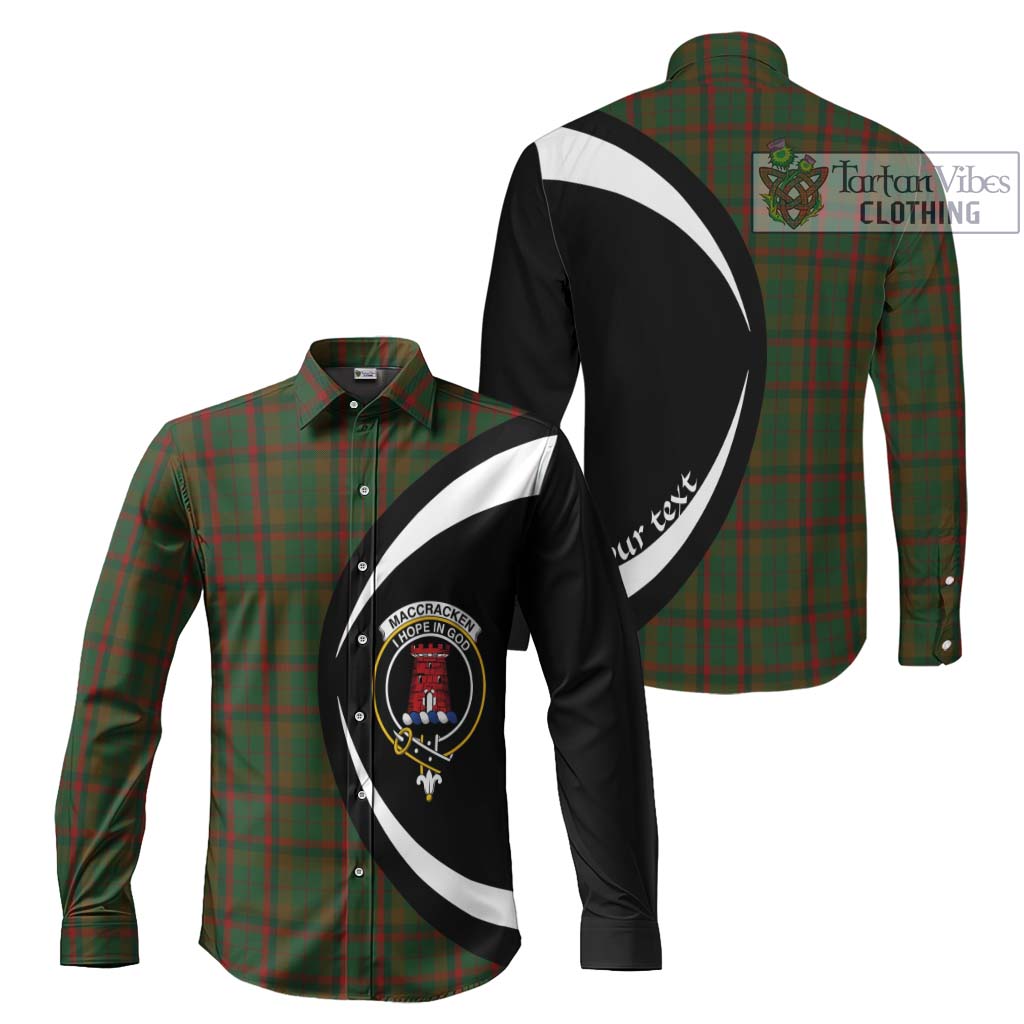 MacCracken Hunting Tartan Long Sleeve Button Up with Family Crest Circle Style Men's Shirt S - Tartan Vibes Clothing