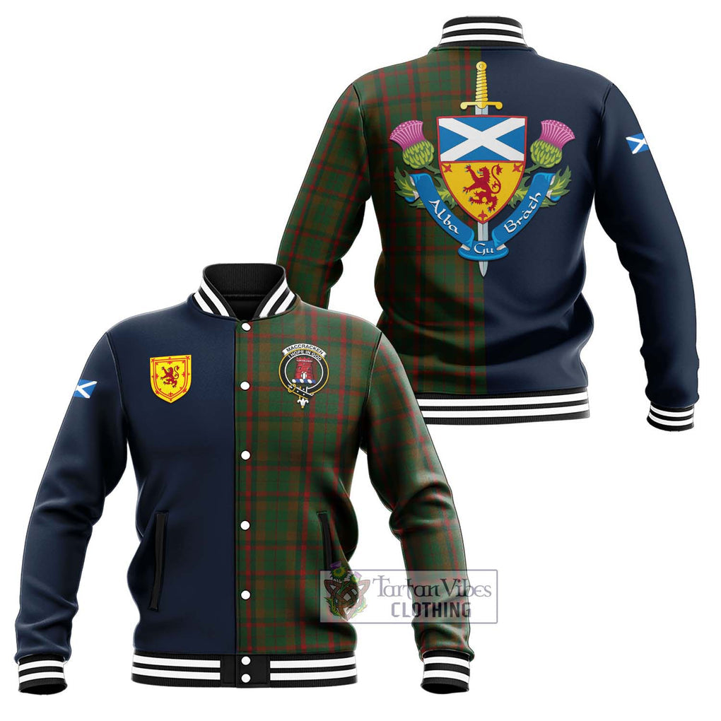 MacCracken Hunting Tartan Baseball Jacket Alba with Scottish Lion Royal Arm Half Style Unisex - Tartan Vibes Clothing