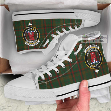 MacCracken Hunting Tartan High Top Shoes with Family Crest Kid High Top - White Sole - Tartan Vibes Clothing
