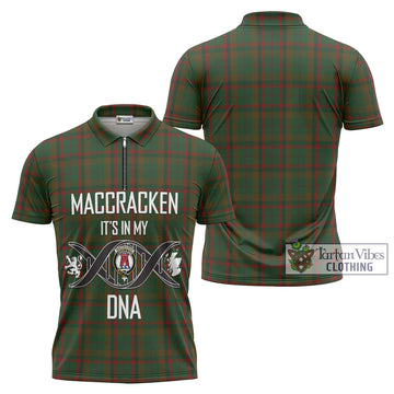 MacCracken Hunting Tartan Zipper Polo Shirt with Family Crest DNA In Me Style Unisex - Tartan Vibes Clothing