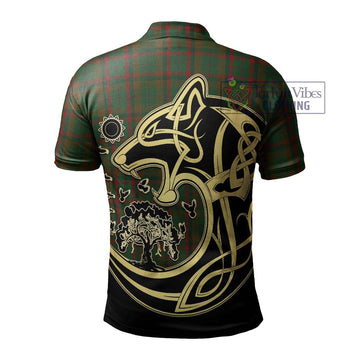 MacCracken Hunting Tartan Polo Shirt with Family Crest Celtic Wolf Style - Tartan Vibes Clothing