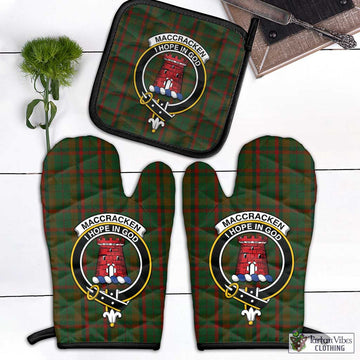 MacCracken Hunting Tartan Combo Oven Mitt & Pot-Holder with Family Crest Black - Tartan Vibes Clothing